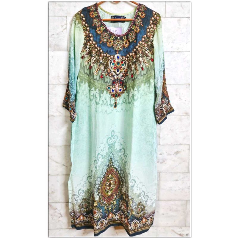 Seven East Aqua Green Embellished Kurta