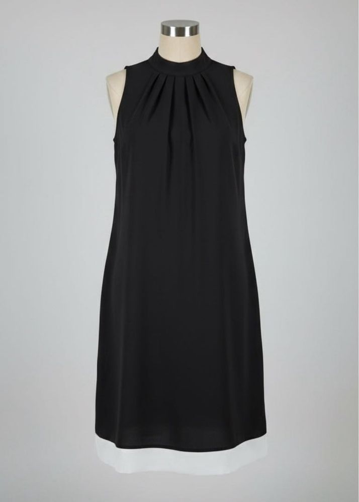 Chic Black Sleeveless Mock Neck Dress