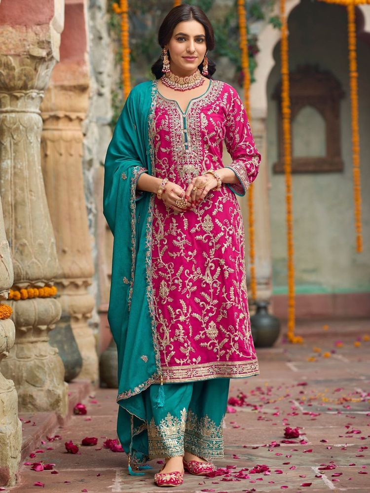 Eba LifeStyle Pink Embroidered Straight Kurta Set