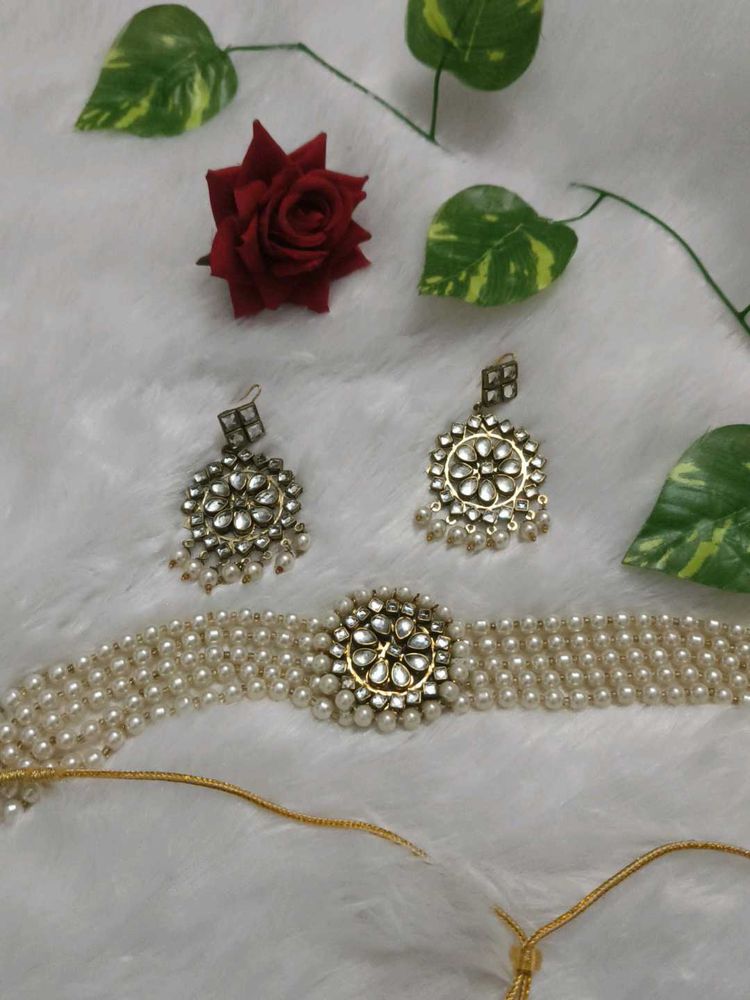 Pearl Kundan Choker Set