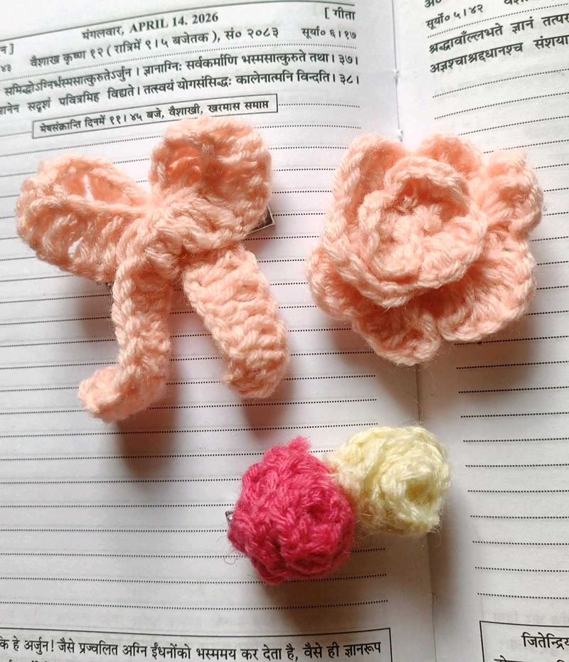 Handmade Crochet Hair Clips (Set of 3)