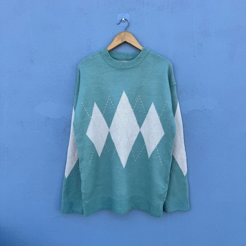 Argyle Pattern Knit Sweater