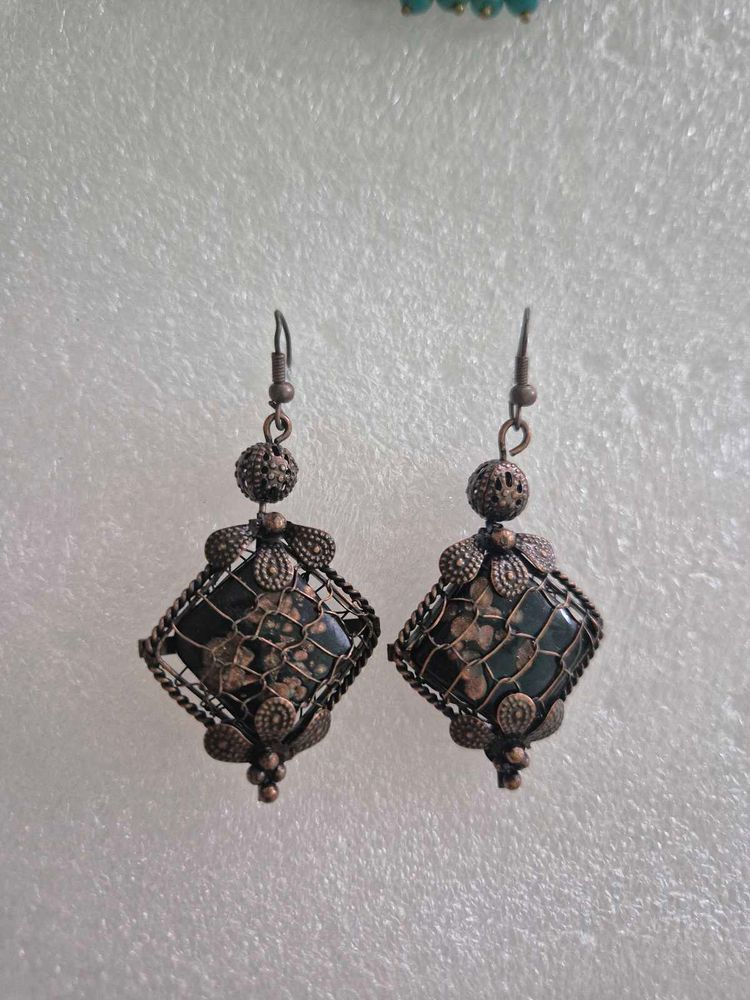 Unique Vintage Wire Wrapped Earrings - Unused
