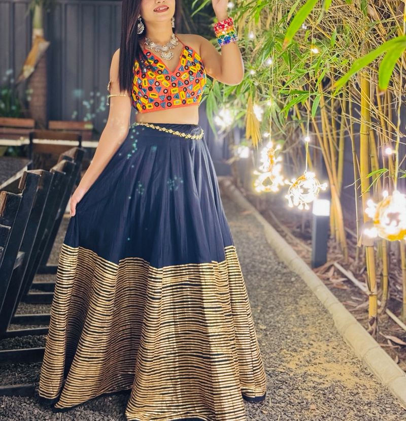 Black Stylish Ethnic Lehenga Choli Set