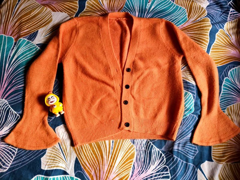 Orange Knit Cardigan