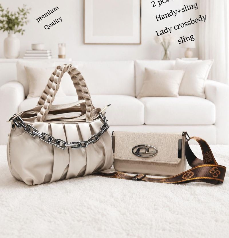 2-Piece Cream Handbag &amp; Crossbody Set