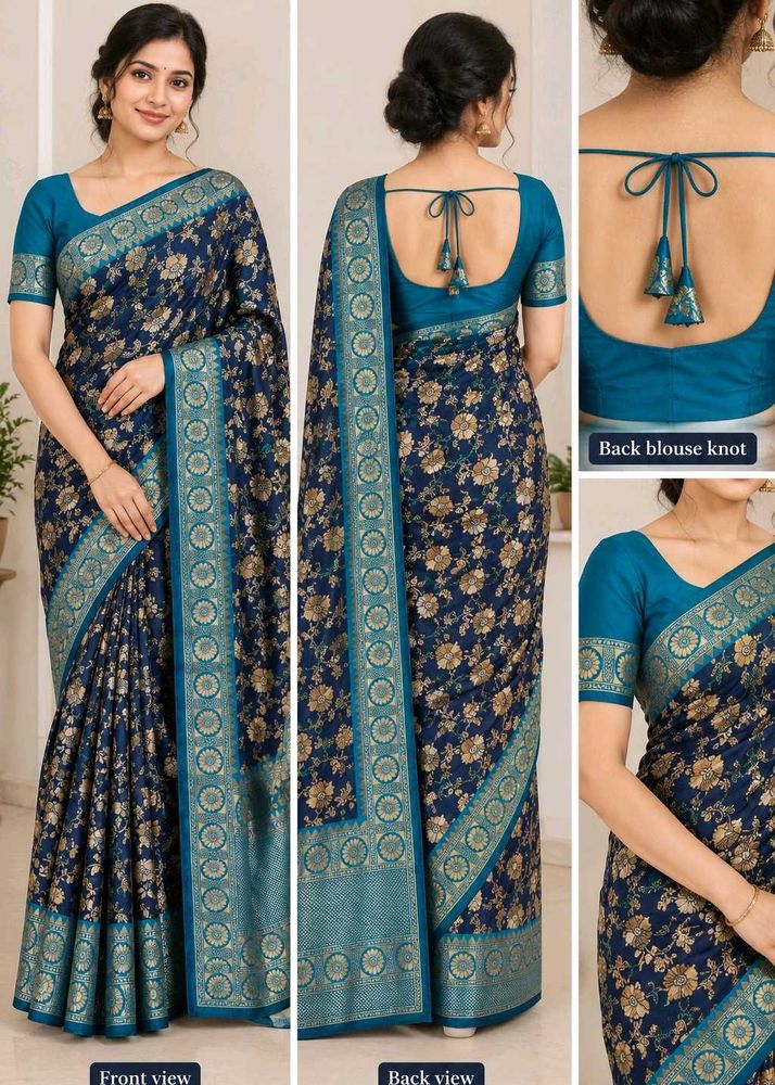 Ready to wear saree Elegant Navy Blue Floral Sare