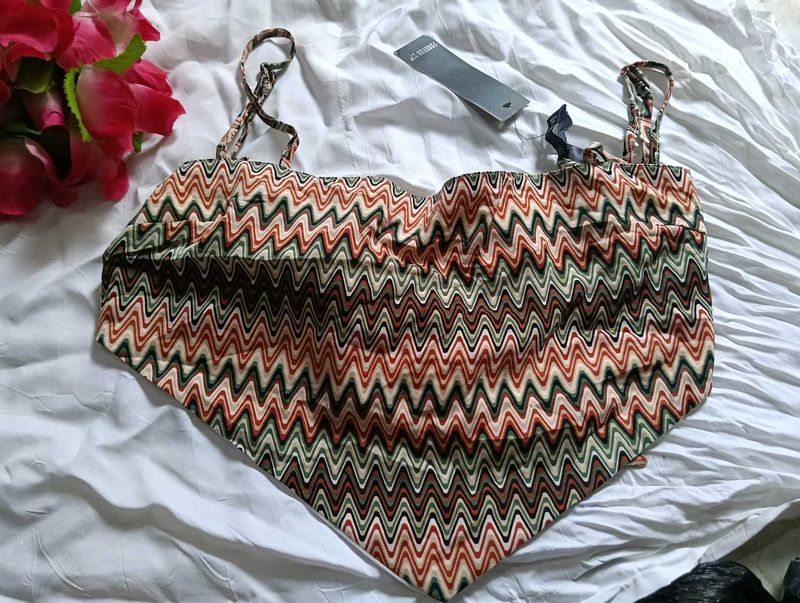 Boho Zigzag Print tie Top