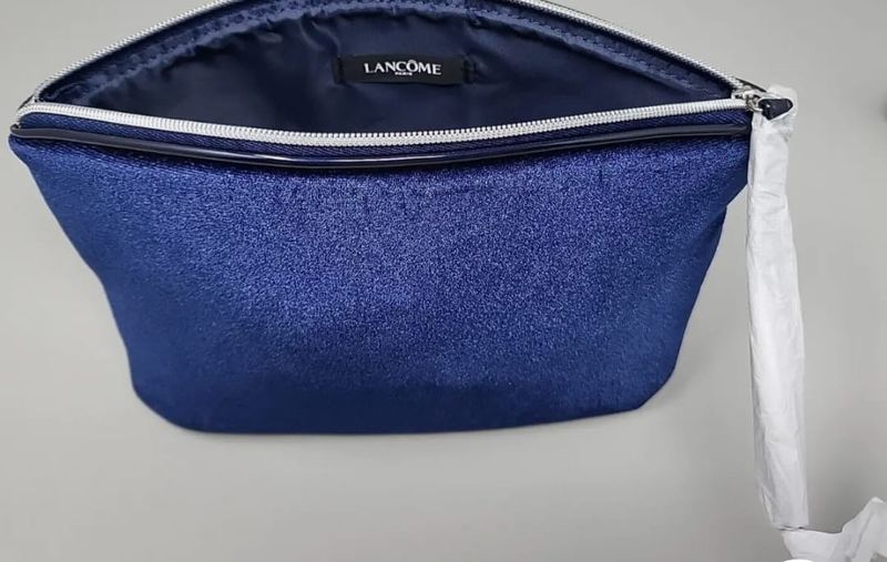 Lancome Dark Blue Velvet Makeup Cosmetic Bag