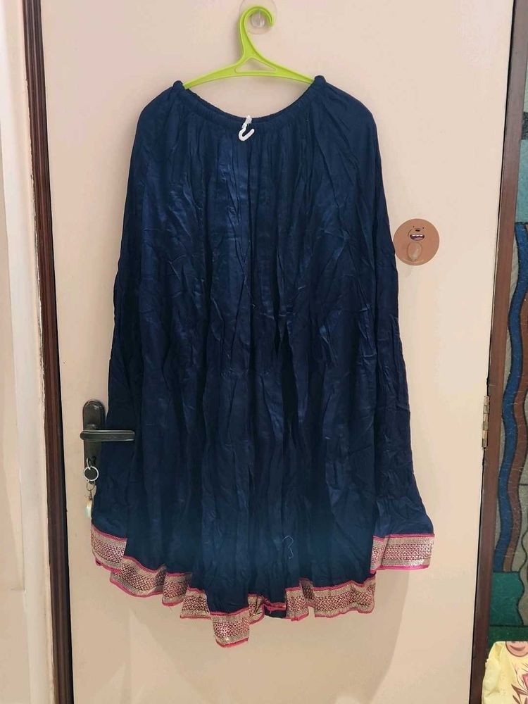 Navy Blue Ethnic Skirt with Embellished Border