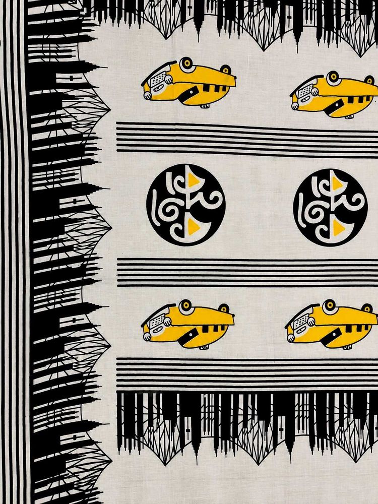 Unique Yellow Car Print Dress Material