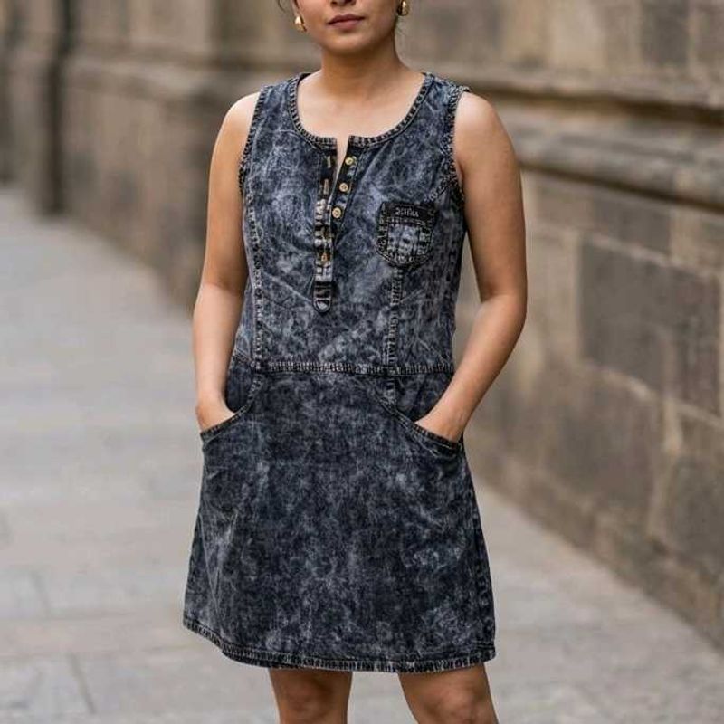 ZARA FIRST COPY Acid Wash Denim Dress