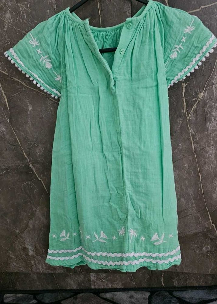 Green Embroidered Tunic Top