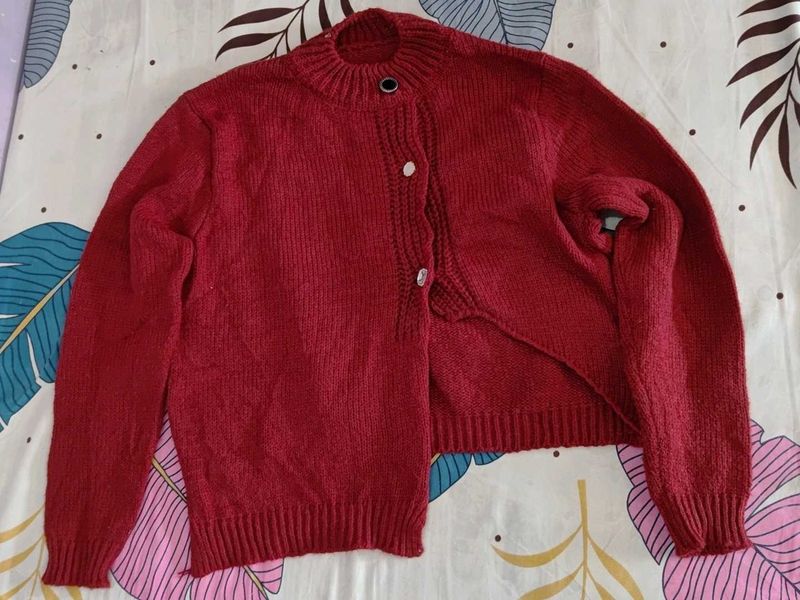 Red Knit Cardigan Sweater 🤩