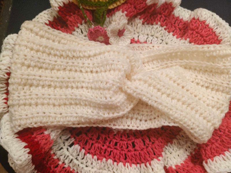 Handmade Cream Crochet Ear warmer