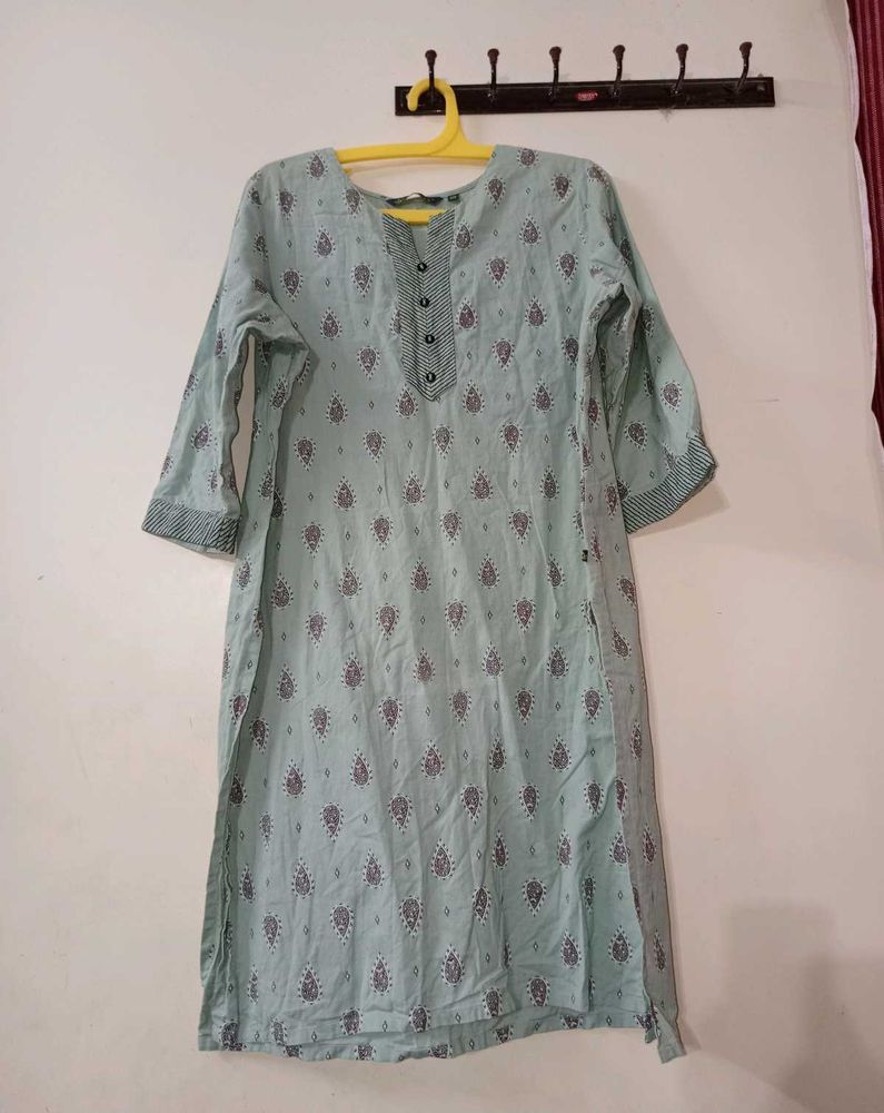 Mint Green Printed Kurti – XXL