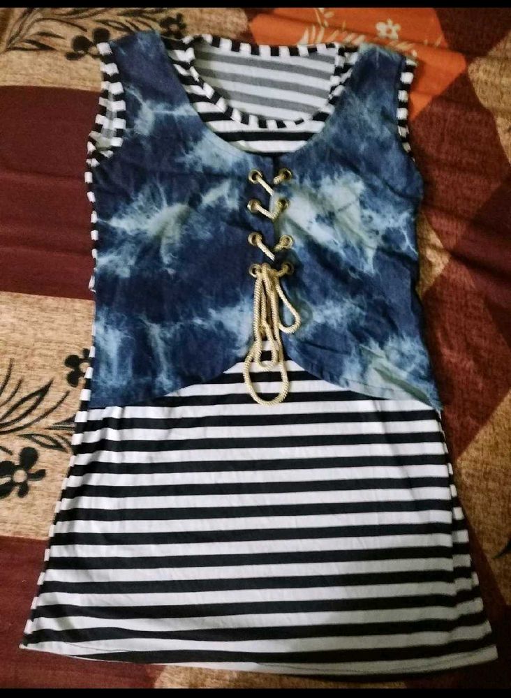 Striped &amp; Denim Top