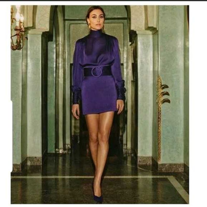 SHEIN Violet Satin Shoulder Cups Dress
