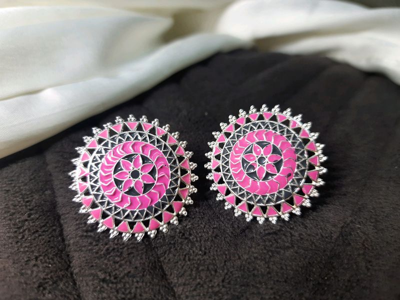 Stunning Meenakari Studs in Pink 💕