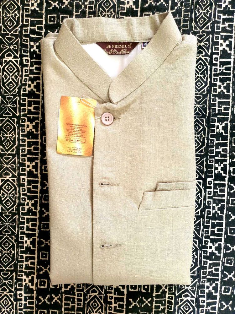 BE PREMIUM Men's Beige Ethnic Nehru Jacket