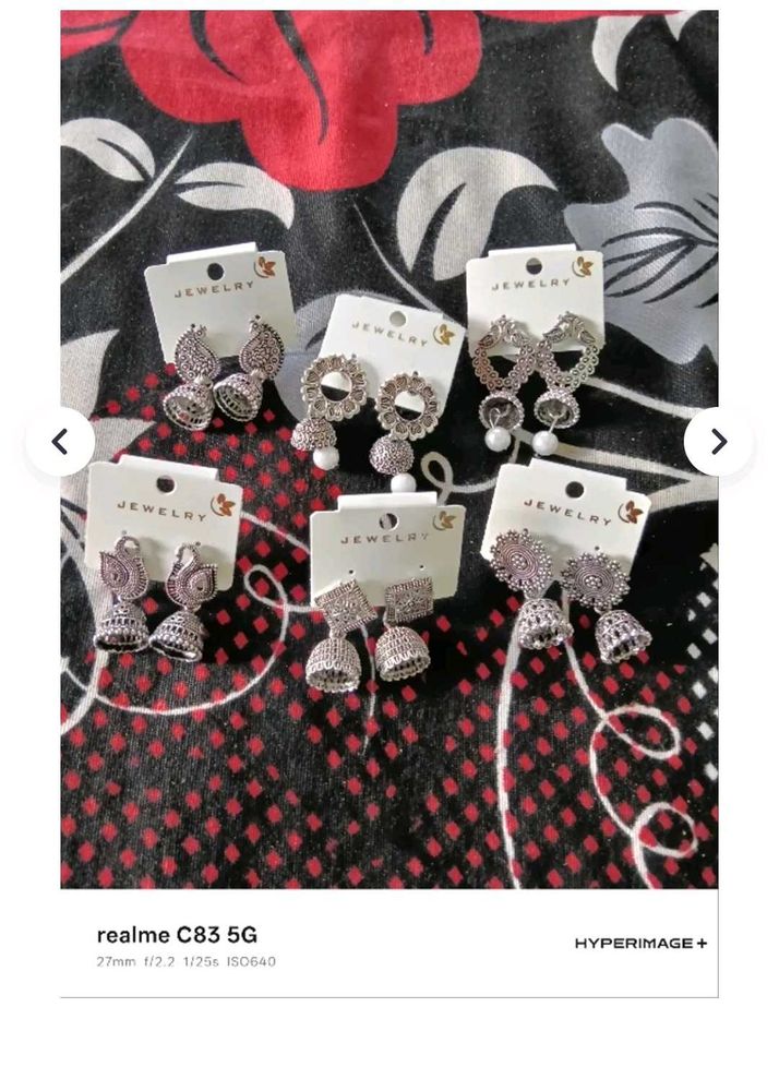 Elegant Studded Jhumka Earrings Set of 6