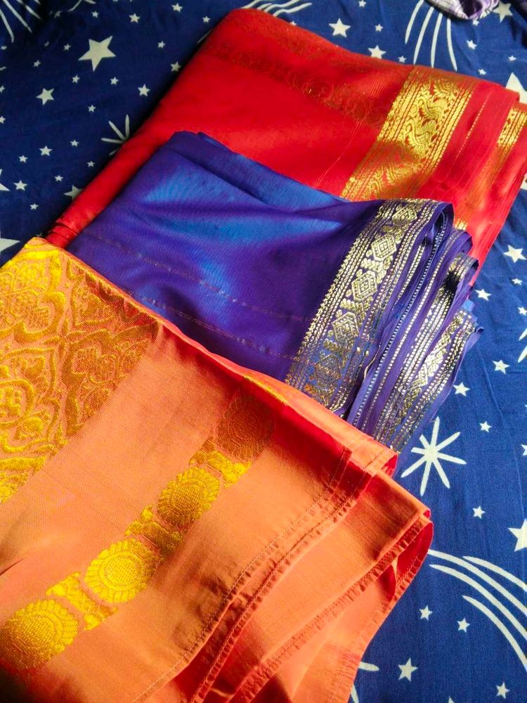 Set of 3 Traditional Indian Silk Sarees