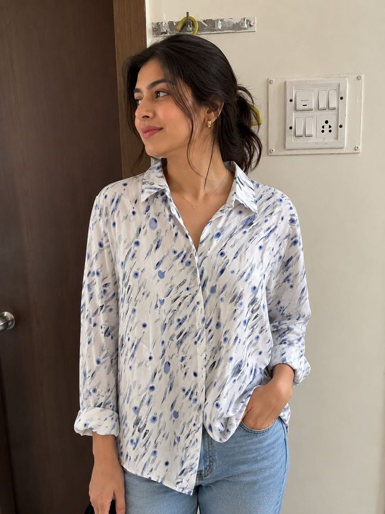 Abstract Print Oversized Shirt