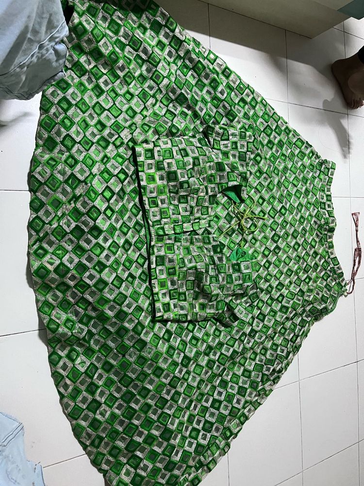 Green Printed Lehenga Choli Set