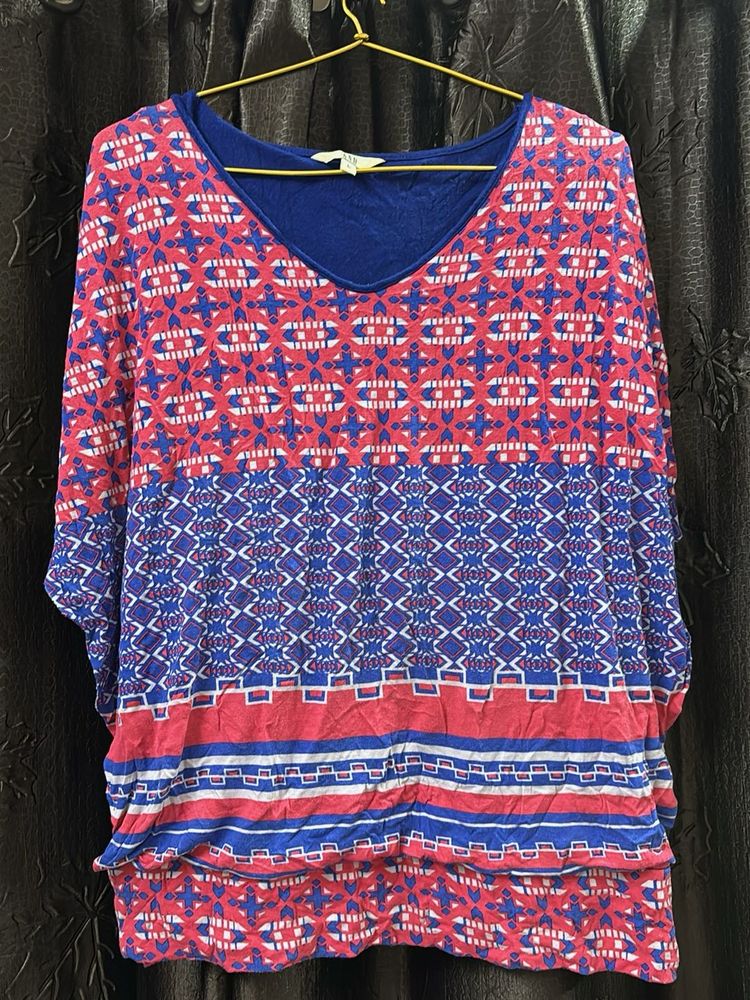 Boho Pattern V-Neck Tunic Top