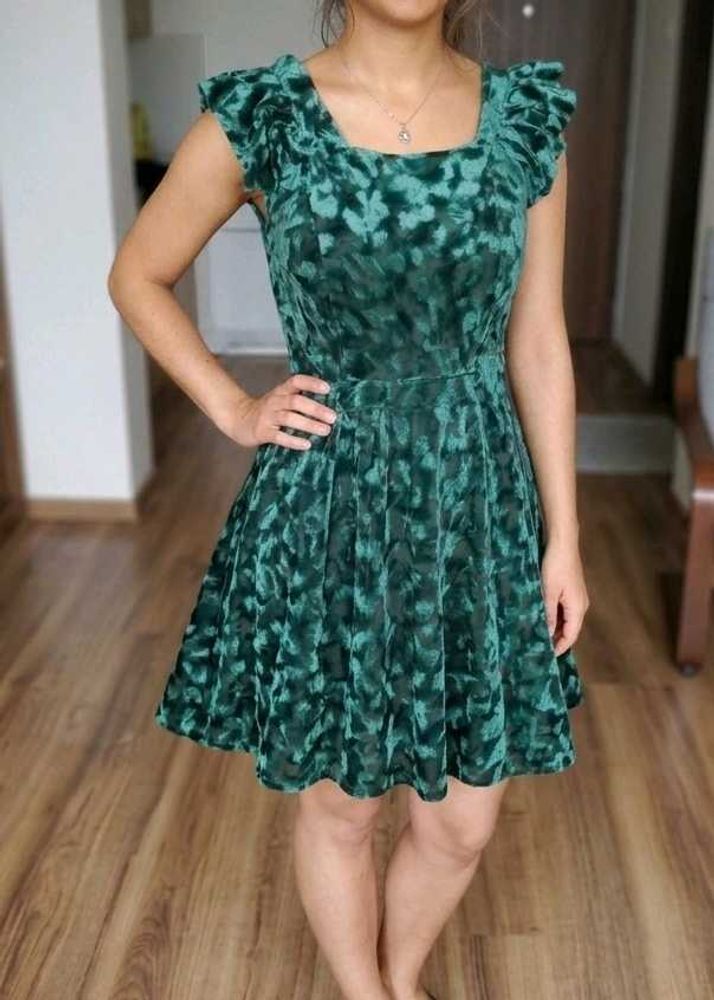 Emerald Green Velvet Fit &amp; Flare Dress