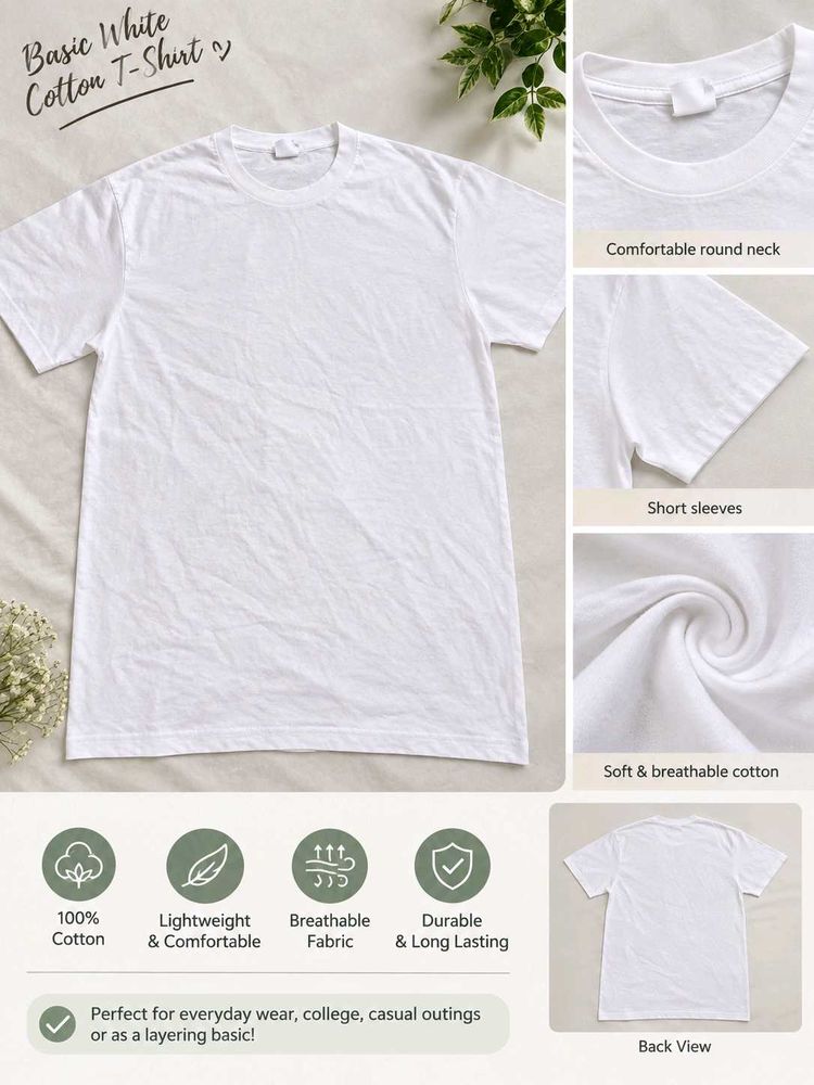 Basic White Cotton T-Shirt