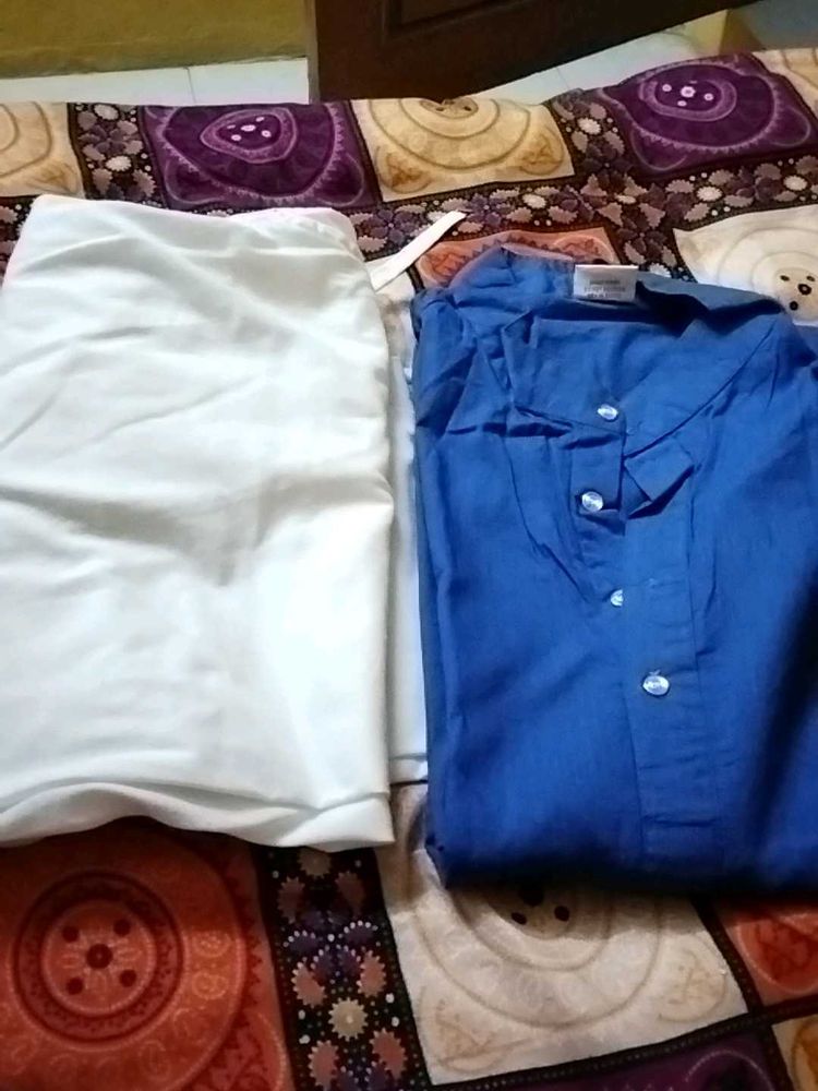 Blue Cotton Kurta With Pajama