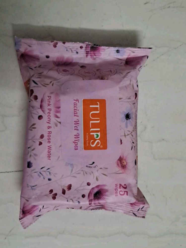 Tulips Facial Wet Wipes - Pink Peony &amp; Rose Water