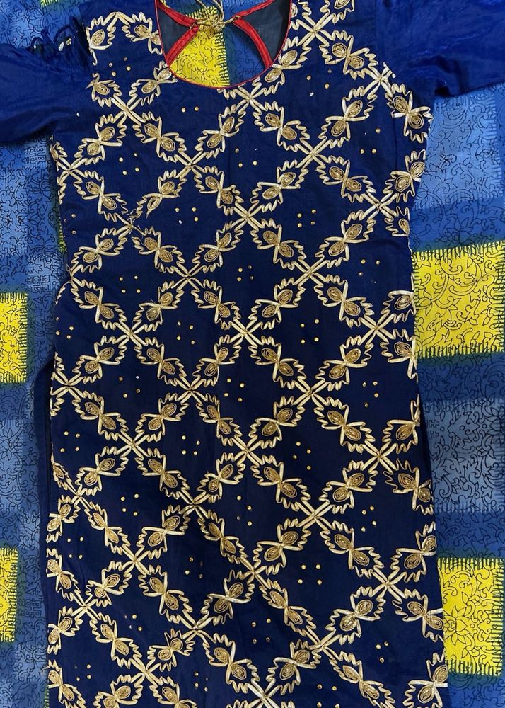 Red Blue Gota Patti kurta-Patiala set
