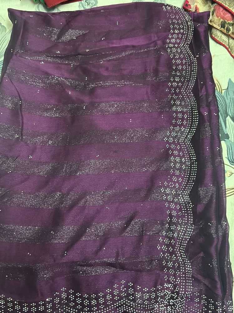 Stunning Purple Saree with Embellishments