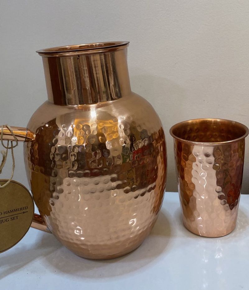 Copper Jug with Glass