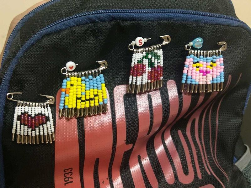 Beaded Safety Pin Brooches