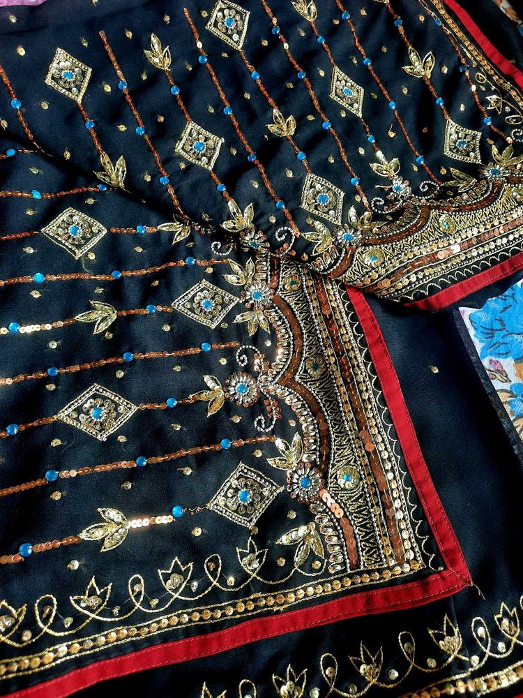 Exquisite Black Embroidered Saree