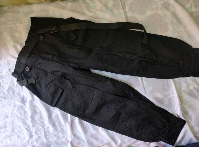 Black Cargo Pants with Belt