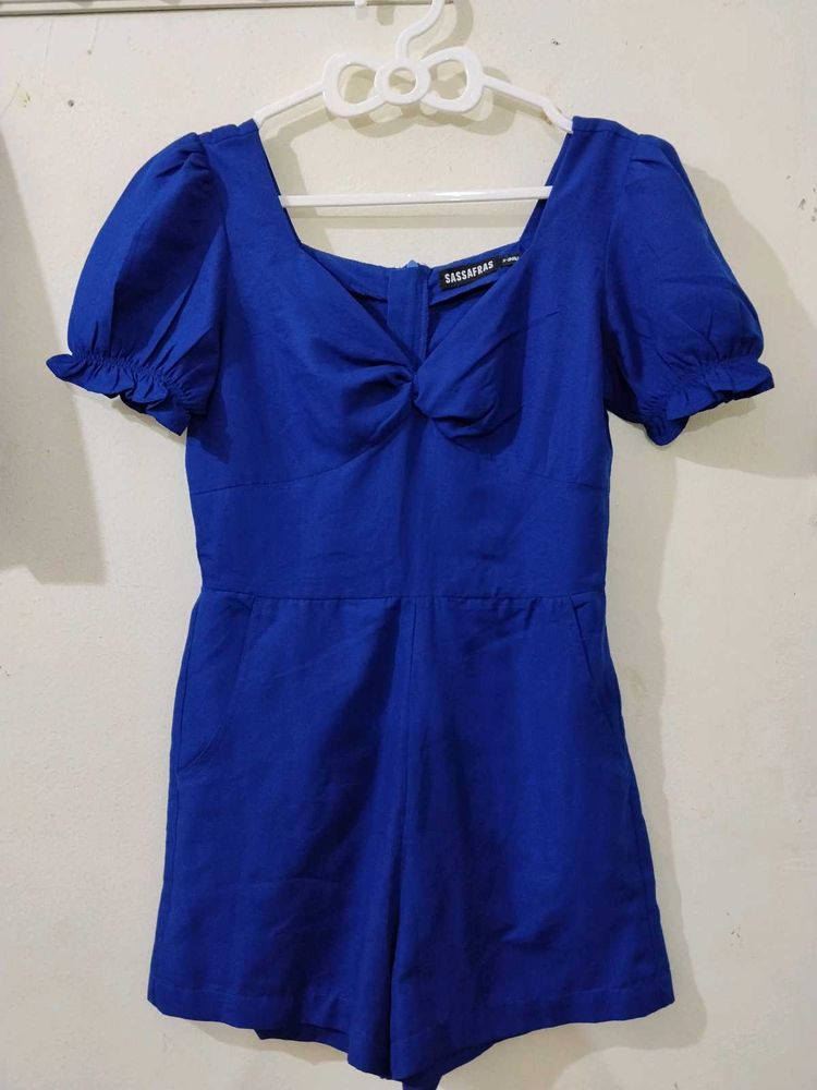 Royal Blue Puff Sleeve Jumpsuit