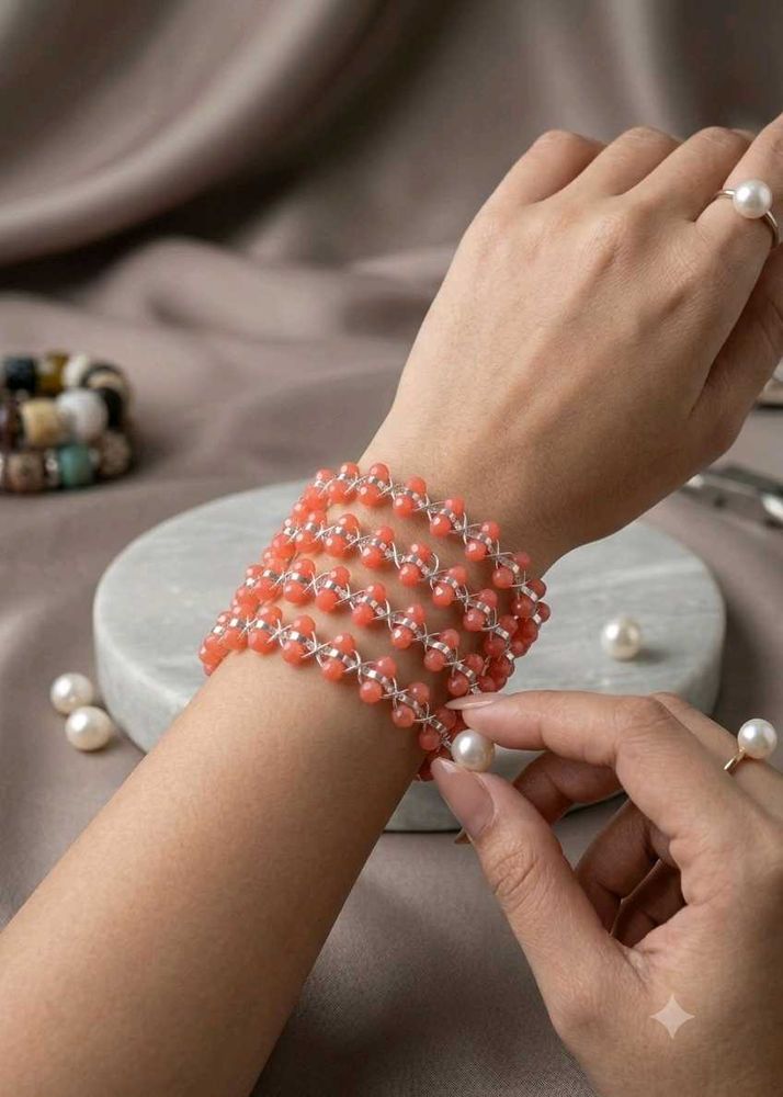 Elegant Beaded Charm Bracelet ( set of 4) each col