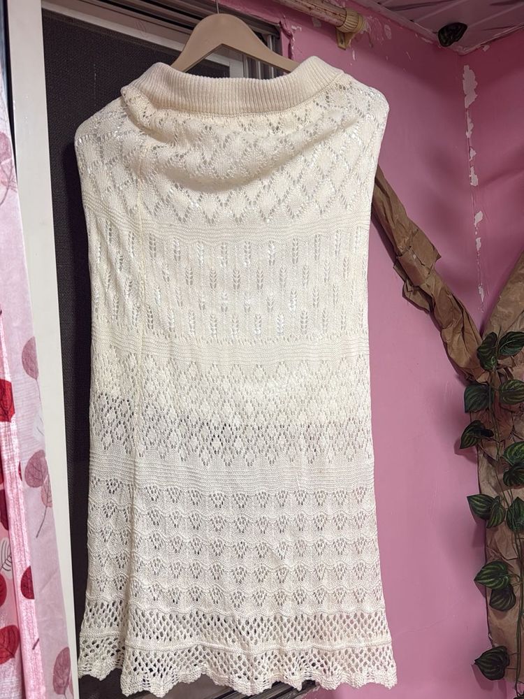 Cream Knitted Sweater Skirt