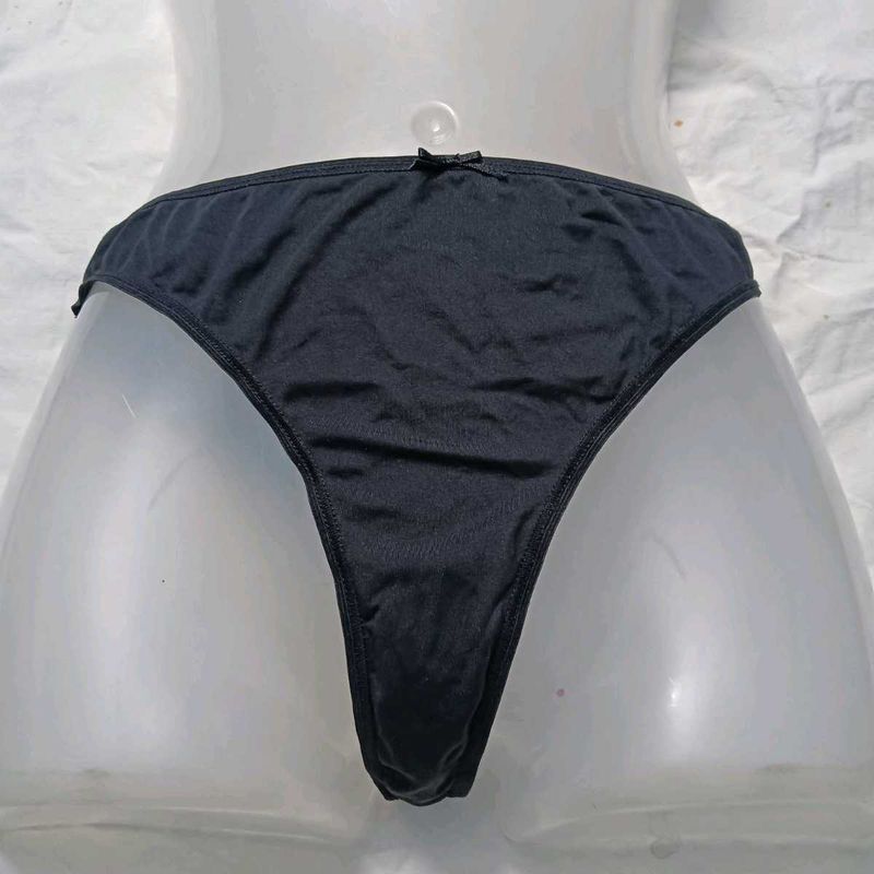 ⭐ Black Thong Panty with Bow Detail