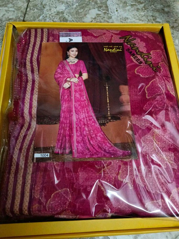Nandini Pink Floral Saree