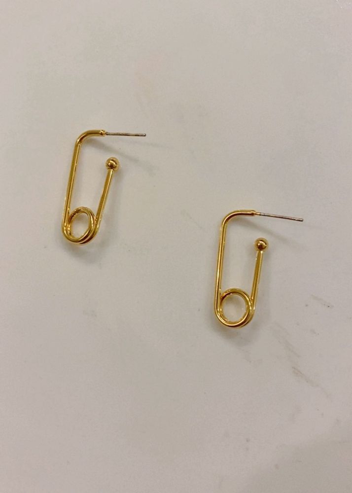 New Gold Safety Pin Hoop Earrings l Last Pair