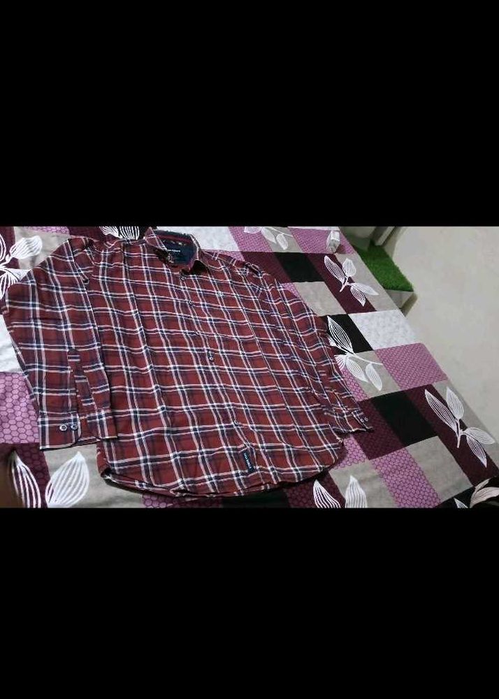 Maroon Plaid Button-Down Shirt 42 size