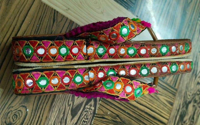 Embroidered Mirror Detail Sandals