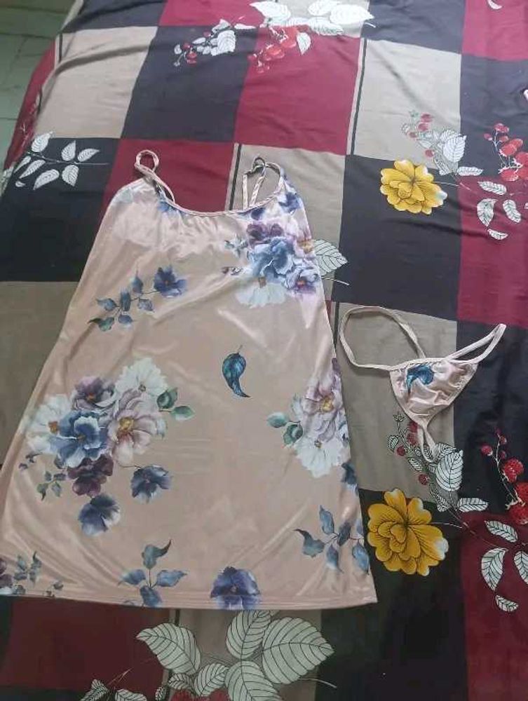Satin Floral Nightgown Set