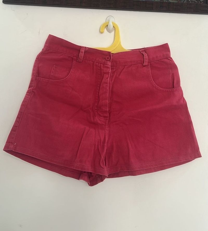 Stylish Red Denim Shorts for Women