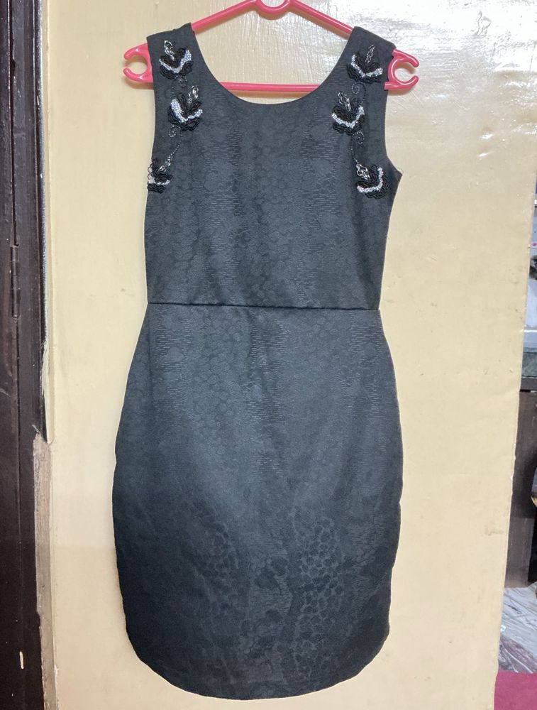 Stylish Embellished Black Dress